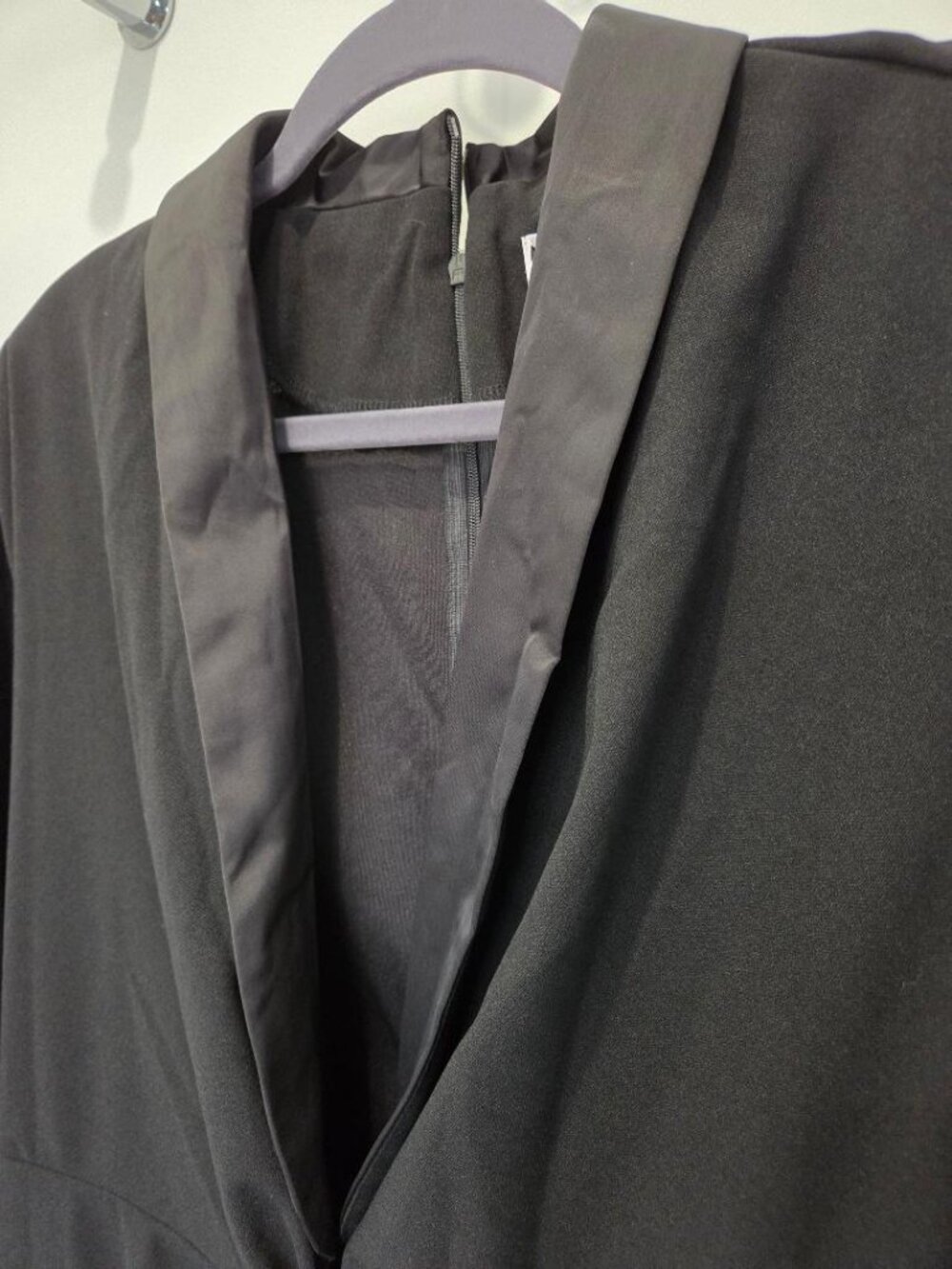 Uoozee New Black Tuxedo Style Twist Knot Front Long Maxi Dress/5% Elastane  XL - Picture 7 of 13